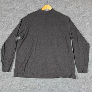 Lands End Super T Mens XL Dark Gray Mock Neck Long Sleeve T-Shirt